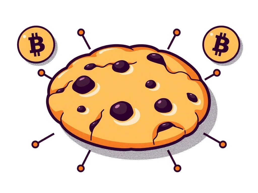 A detailed illustration of a cookie with binary code patterns, symbolizing digital tracking and data. The cookie is in warm, inviting tones, set against a clean, tech-inspired background.