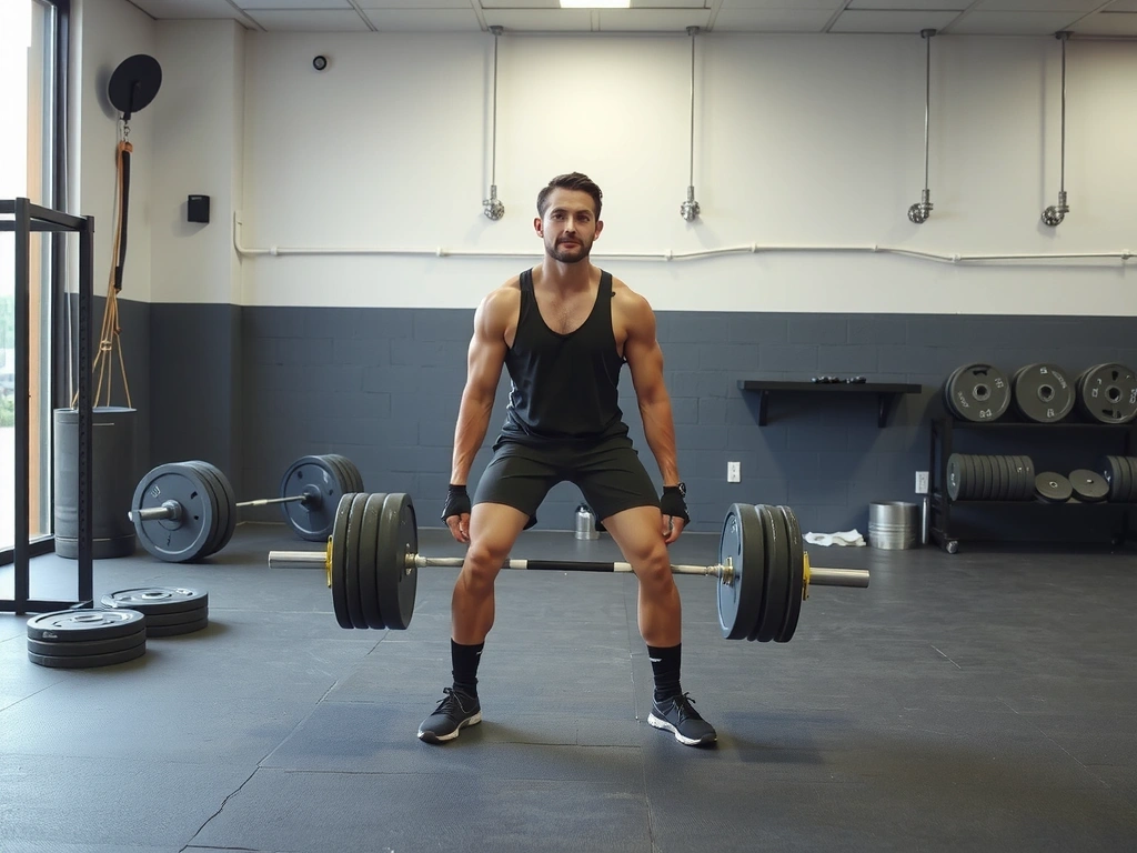 Athlete performing a deadlift in a modern strength training area