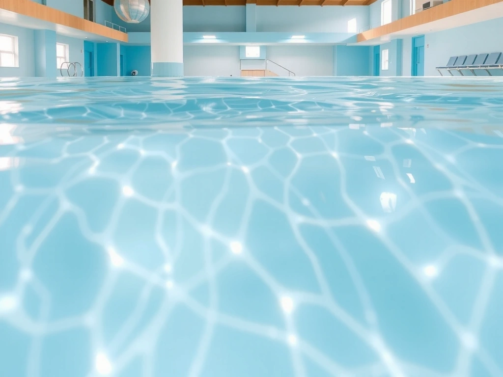 Crystal clear water in an indoor swimming pool, close-up