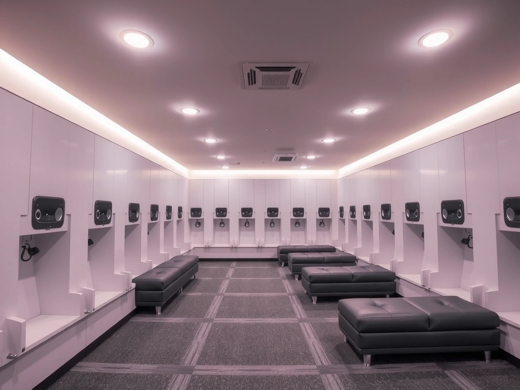 High-end gym locker room with sleek design and amenities