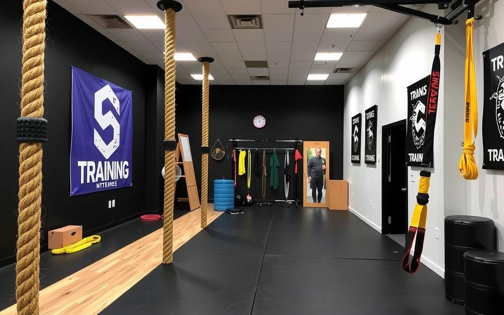 Functional Training Zone with battle ropes and TRX