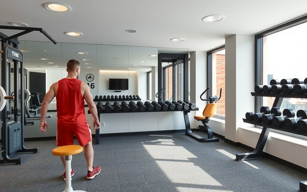 Strength Training Area with free weights and resistance machines