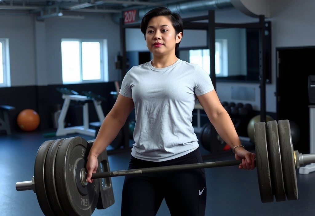 Sarah Chen demonstrating a workout