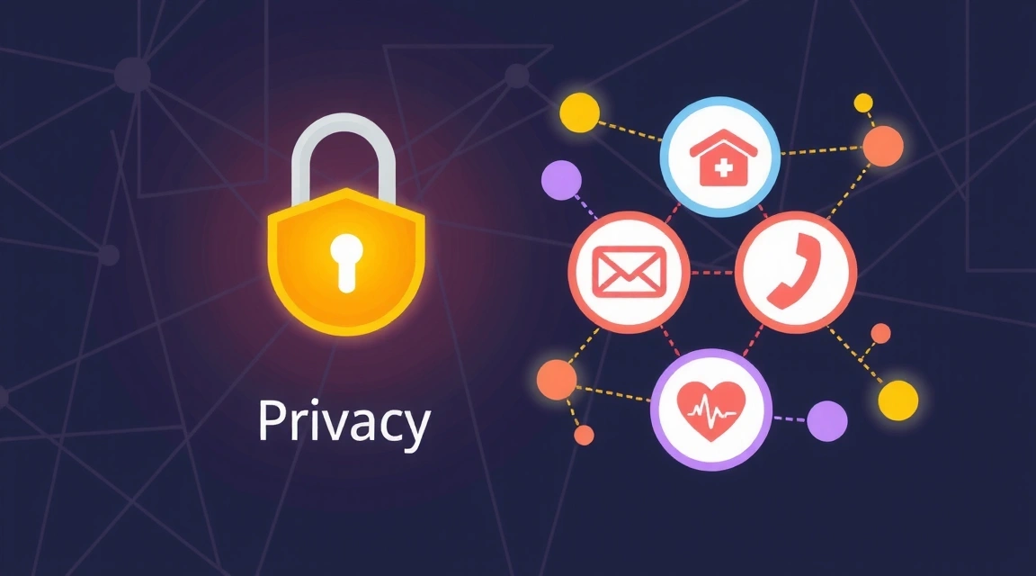 Digital privacy concept with padlock and user data