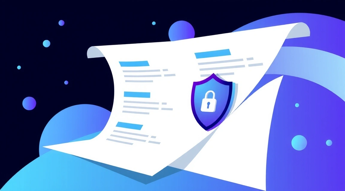A stylized abstract representation of legal documents and digital signatures, conveying terms and conditions
